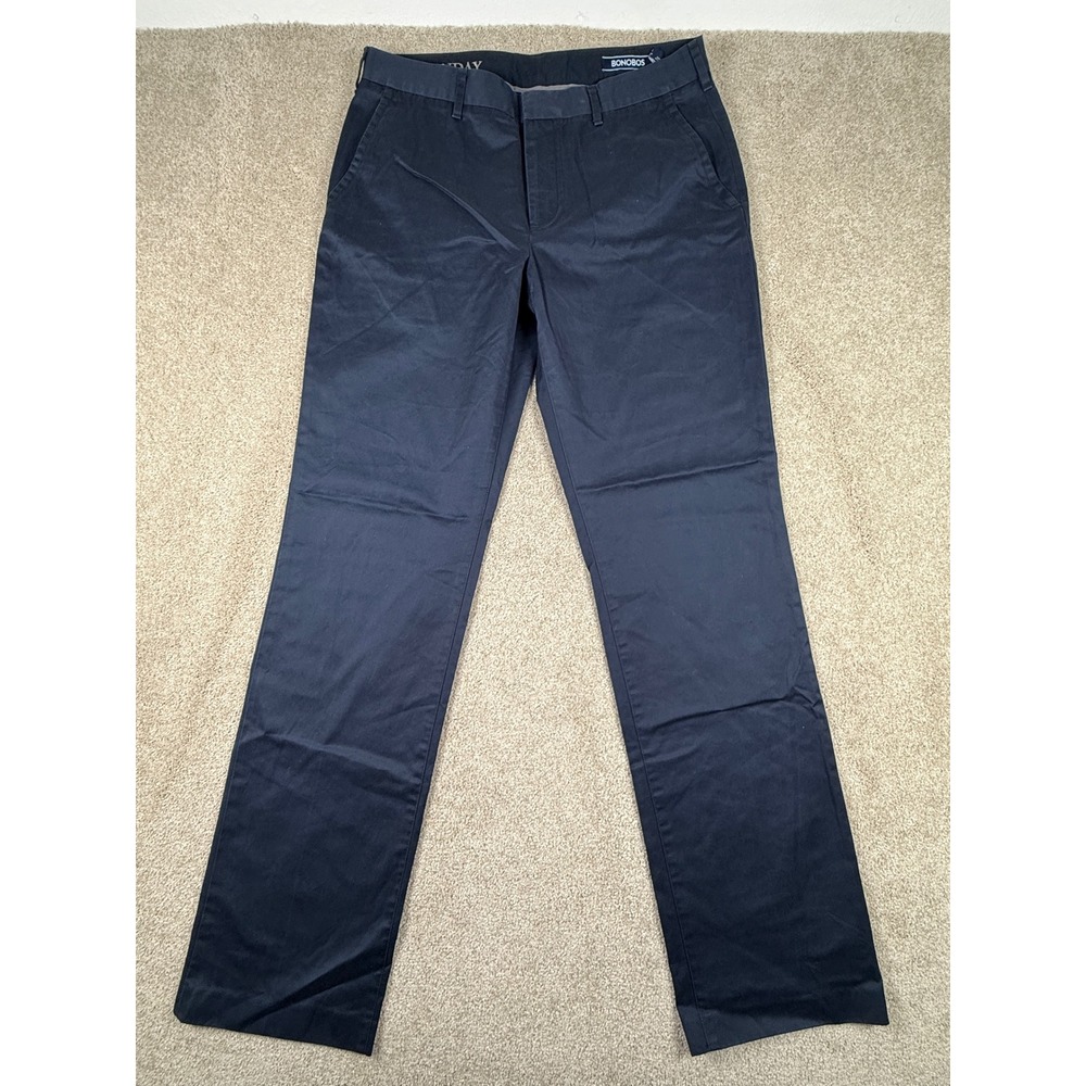 Bonobos Monday Weekday Warrior Navy Blue Straight Fit Cotton Dress Pants 33x34
